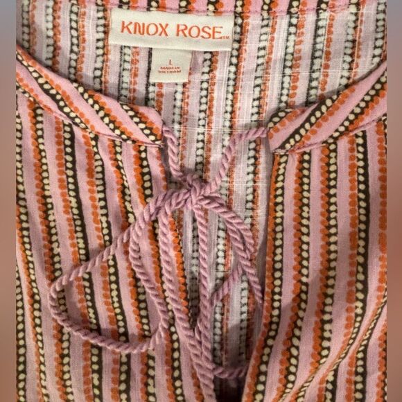 Knox Rose Berry Pink Floral Puff Sleeve Tassel Tie Cottagecore Boho Mini Dress L - Picture 7 of 10